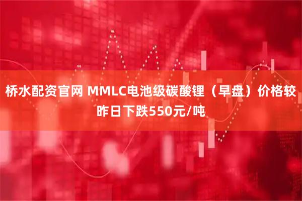 桥水配资官网 MMLC电池级碳酸锂（早盘）价格较昨日下跌550元/吨